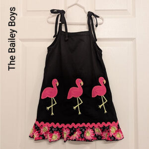 Girls The Bailey Boys Made in USA Casual Dress Size 8 Black Pink Flamingo